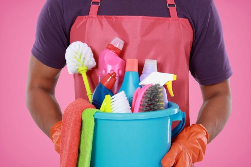 After builders cleaning tools and dust removal in a Croydon property