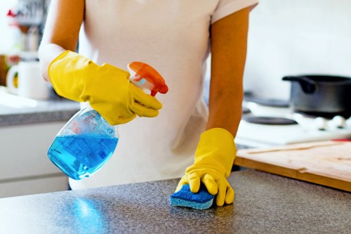 End of tenancy cleaners working in a Croydon flat kitchen