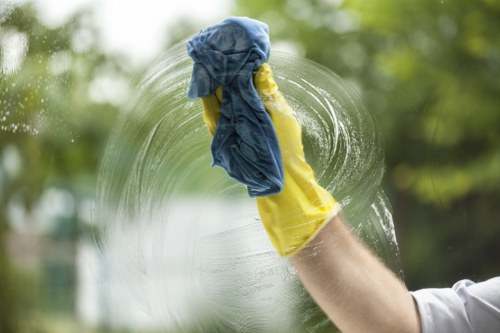 Local window cleaner working on glass in Croydon
